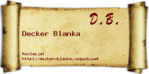 Decker Blanka névjegykártya